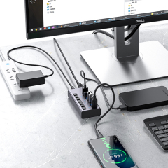 7 Port 5Gbps Rate 36W Powered USB 3.0 Hub (ABS)