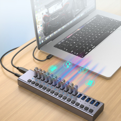 16 Port 5Gbps Rate 90W Powered USB 3.0 Hub (ABS)
