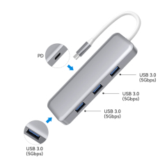 4 Port 5Gbps Rate Data USB 3.0 Hub With PD 100W