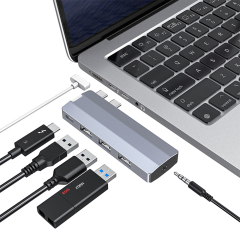 Laptop Partner 10Gbps Rate Dual USB-C Docks With 3.5mm Jack