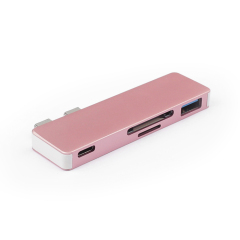 Mini 5Gbps Rate Dual USB-C Hub with Card Reader