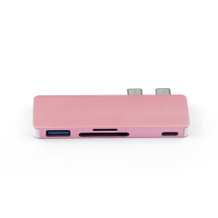 Mini 5Gbps Rate Dual USB-C Hub with Card Reader