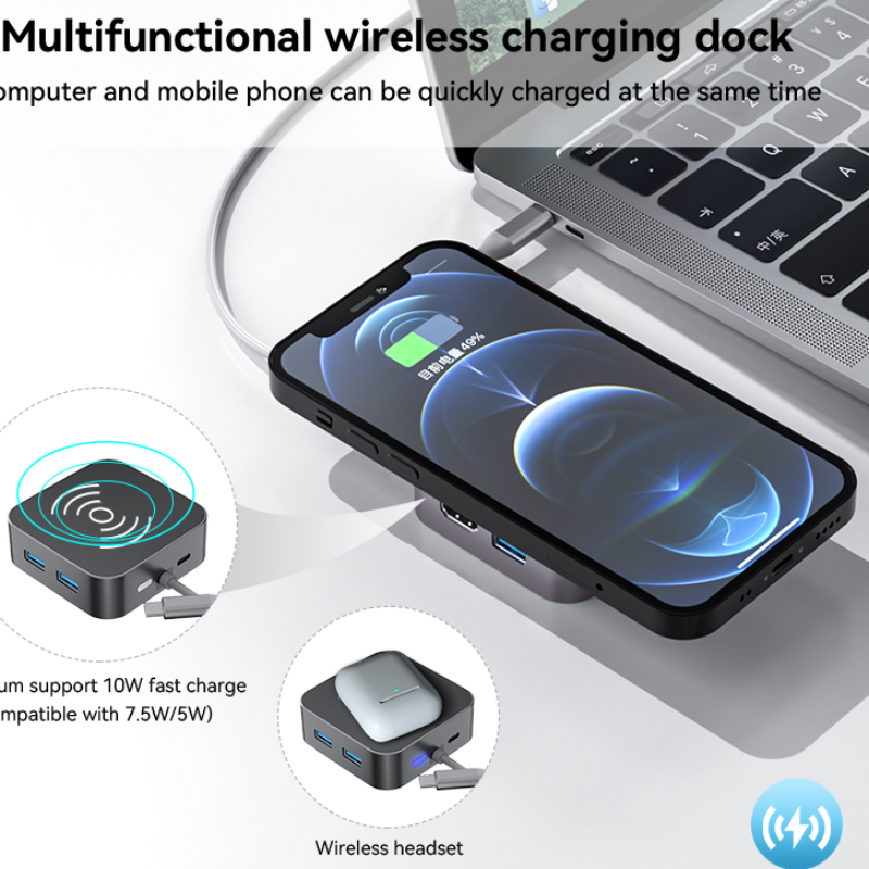 12-in-1 4K@60HZ type-c multifunctional wireless charging dock