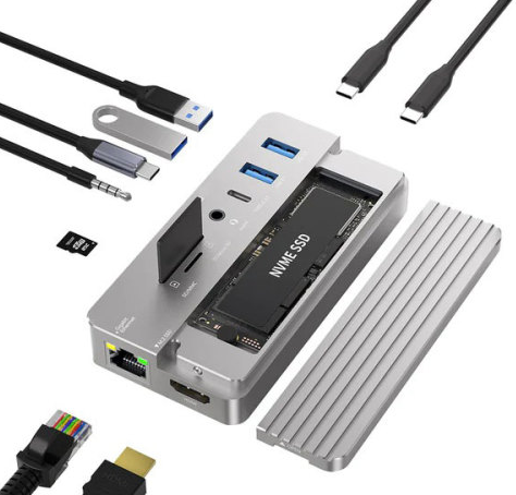 10 合 1 USB-C 扩展坞 + SSD 外置硬盘盒