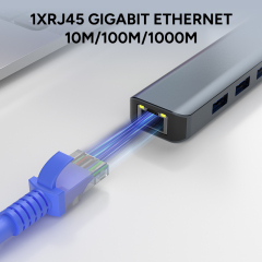 5 in 1 Single Wire Portable Type C Port Cap Dock Station With RJ45