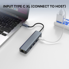 5 in 1 Single Wire Portable Type C Port Cap Dock Station With RJ45