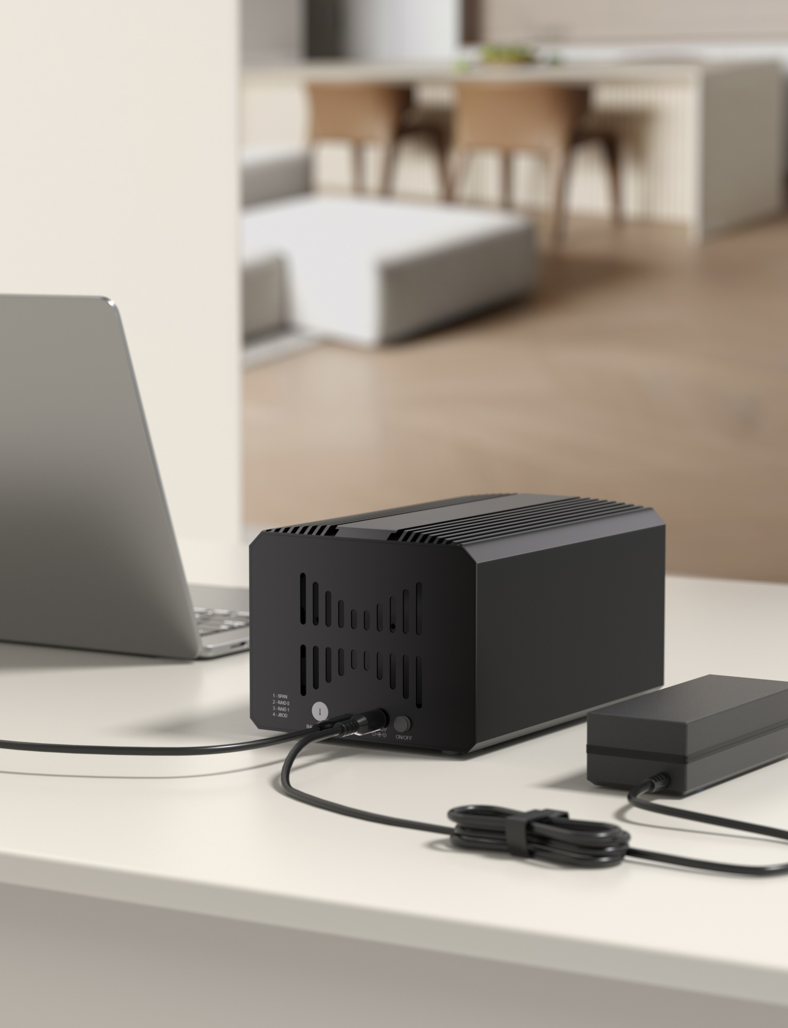 Back view of the dual-drive RAID 0/1 HDD docking station