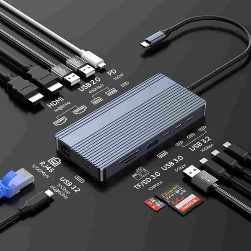 14-in-1 USB-C 3.2 Gen2 Docking Station with Triple 4K Display 100W PD & Gigabit Ethernet
