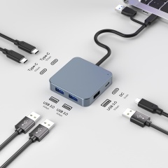 6-in-1 USB-C Hub 3×USB-A & 2×USB-C & PD Input | 5Gbps