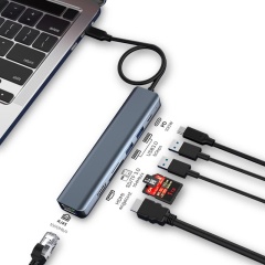 7合1 Type-C 扩展坞 4K HDMI 千兆网口 100W PD & SD/TF读卡