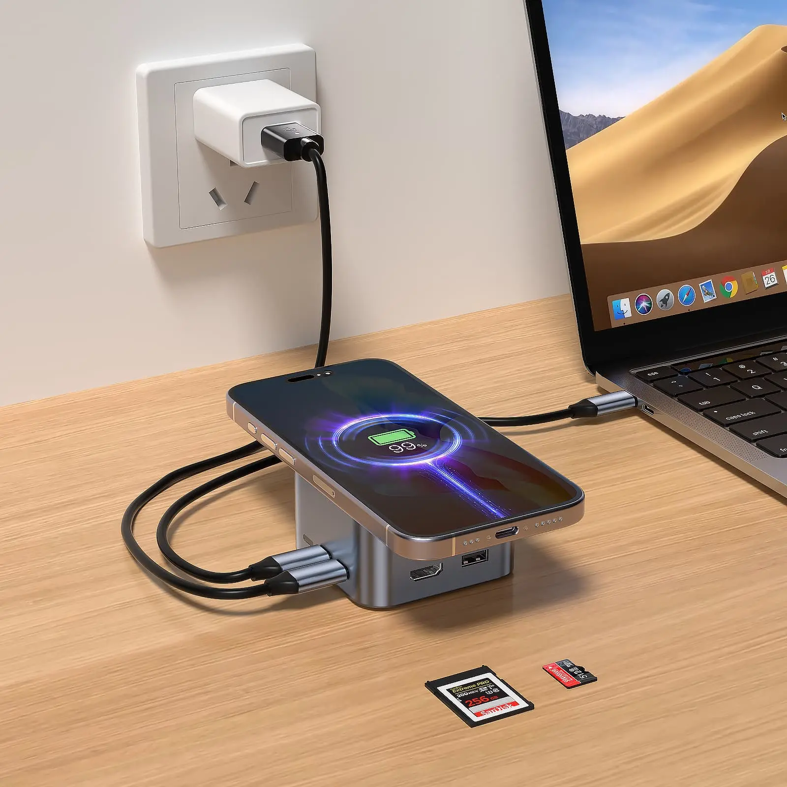 The display image of HBC098W 14 in 1 Wireless charging Docking Station