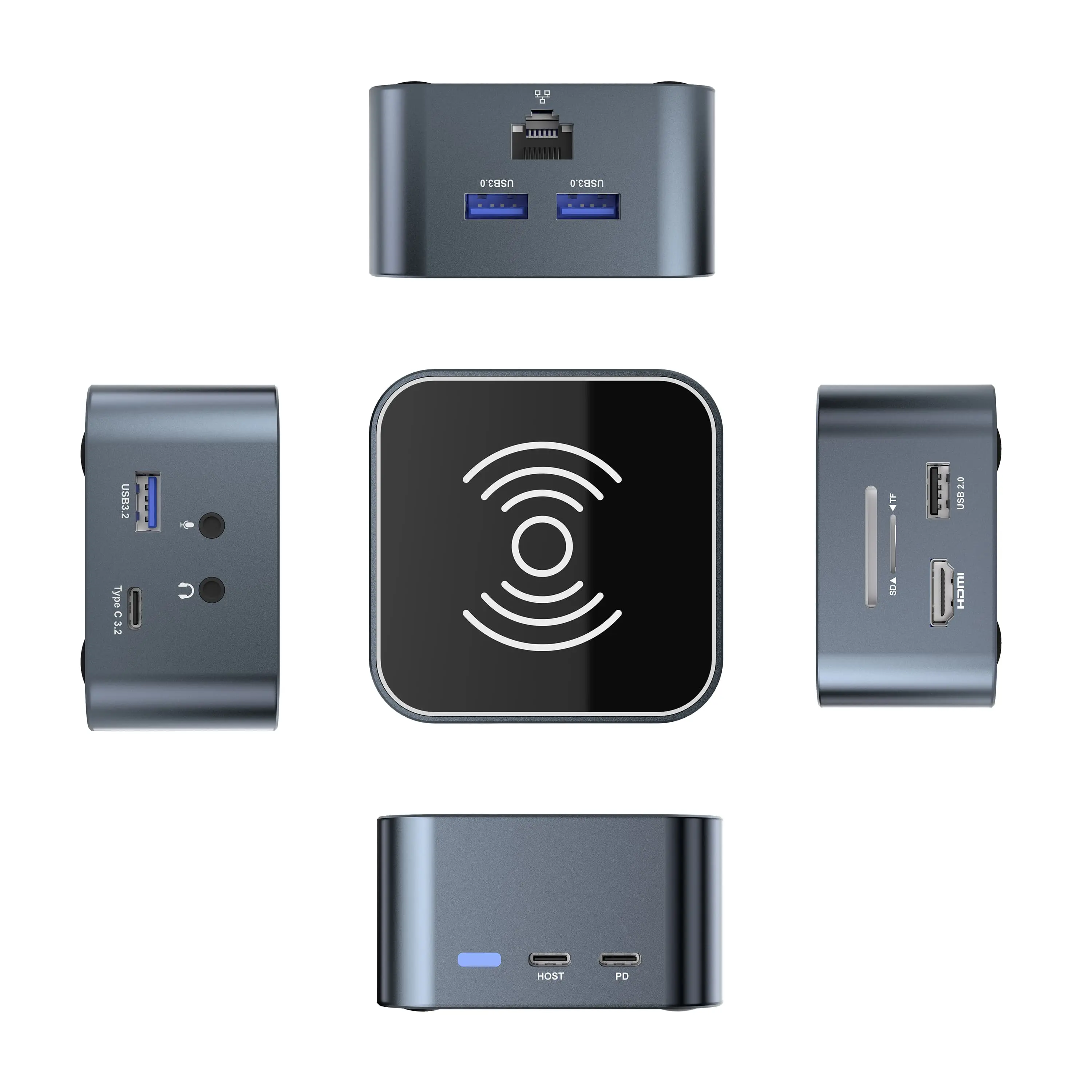 PURPLELEC HBC098W 14-in-1 Wireless Charging Docking Station Six Views