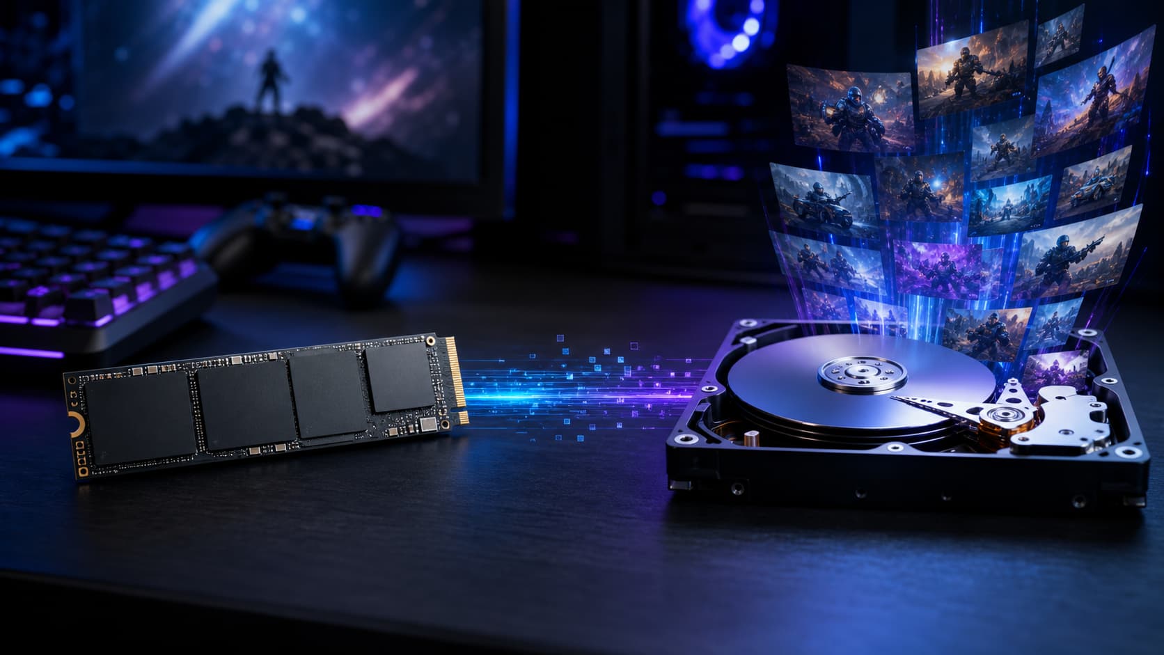 Comparison of SSD and HDD performance, capacity and usage scenarios in game storage