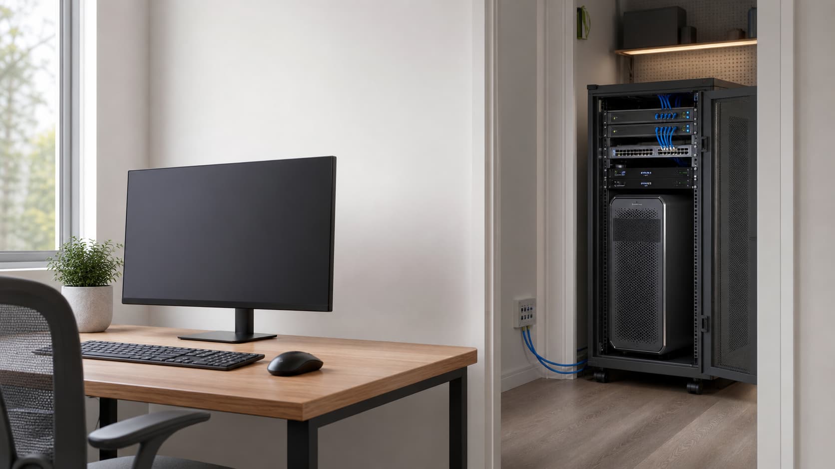 The core scenario of "the host is placed in the equipment room, and the user operates using the monitor and keyboard/mouse at the desk".