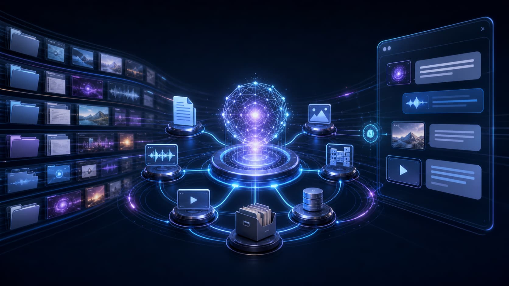 AI persists context by linking documents, images, audio, video, and historical data