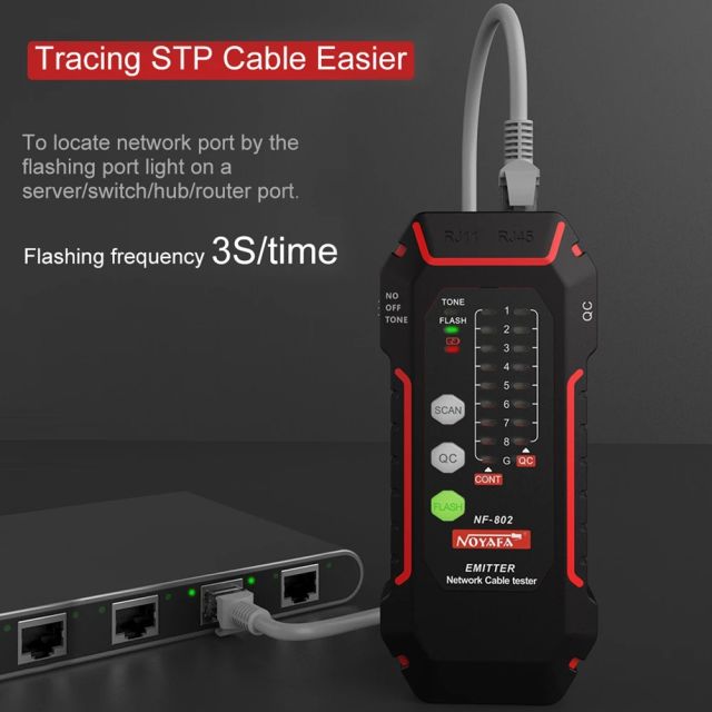 NF802 RJ11 RJ45 Telephone Wire Finder Tracer Toner Ethernet LAN Network Cable Tester Anti-Interference Line Finder