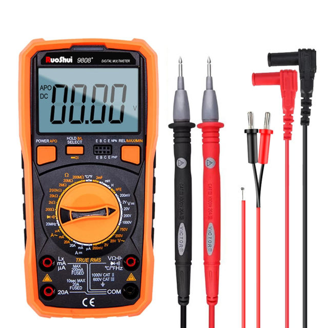 RuoShui 9808 Digital Multimeter High Precision 2000uF Capacimeter 20MHz Frequency Temperature and Inductance Measuring With LCR