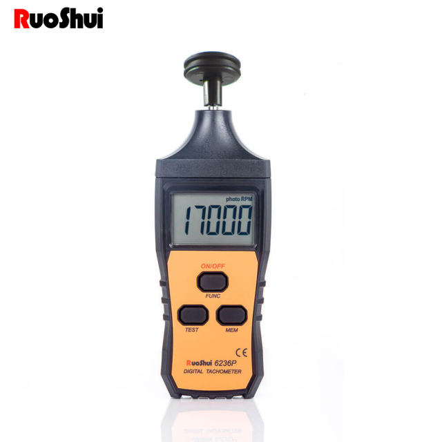 6236P Digital Photo Contact Tachometer 1.0 to 19999RPM Digital Speedometer Multifunction Clearrpm Speed Measure Gauge