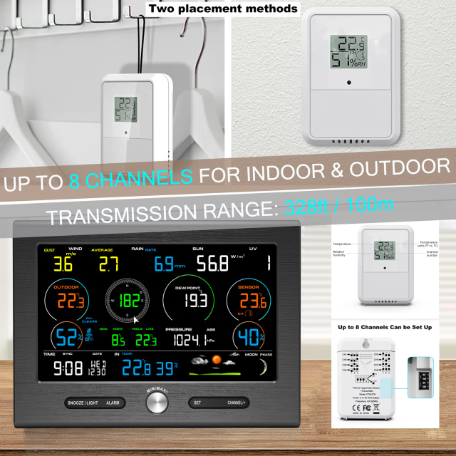 433mhz Wireless Weather Station, Digital Thermometer Hygrometer Humidity  Sensor, With Temperature Forecast Without Batteries, 1pc Starlight -cdsx