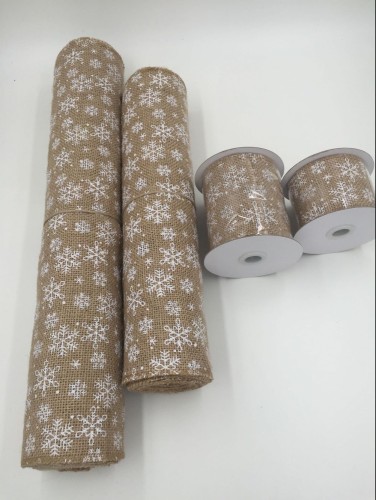 SNOWFLAKE PRINT JUTE ROLL
