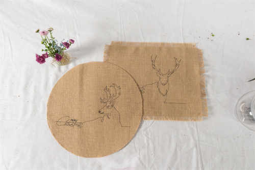 JUTE MAT WITH EMBROIDERY