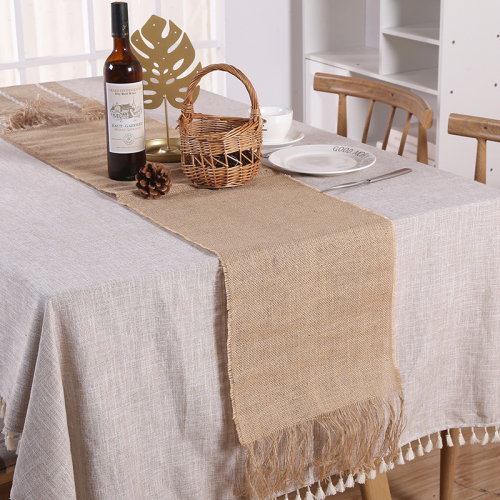 JUTE TABLE RUNNER WITH TASSELS