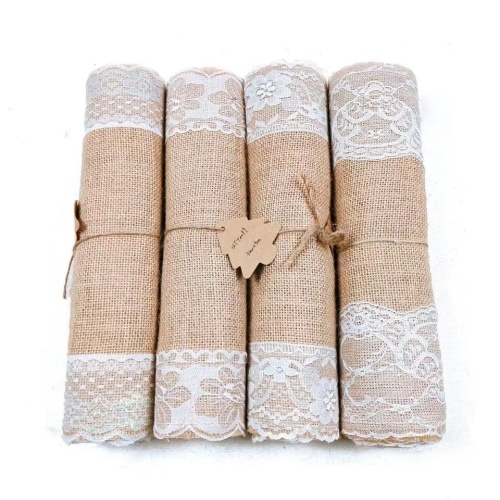 JUTE TABLE RUNNER WITH LACE