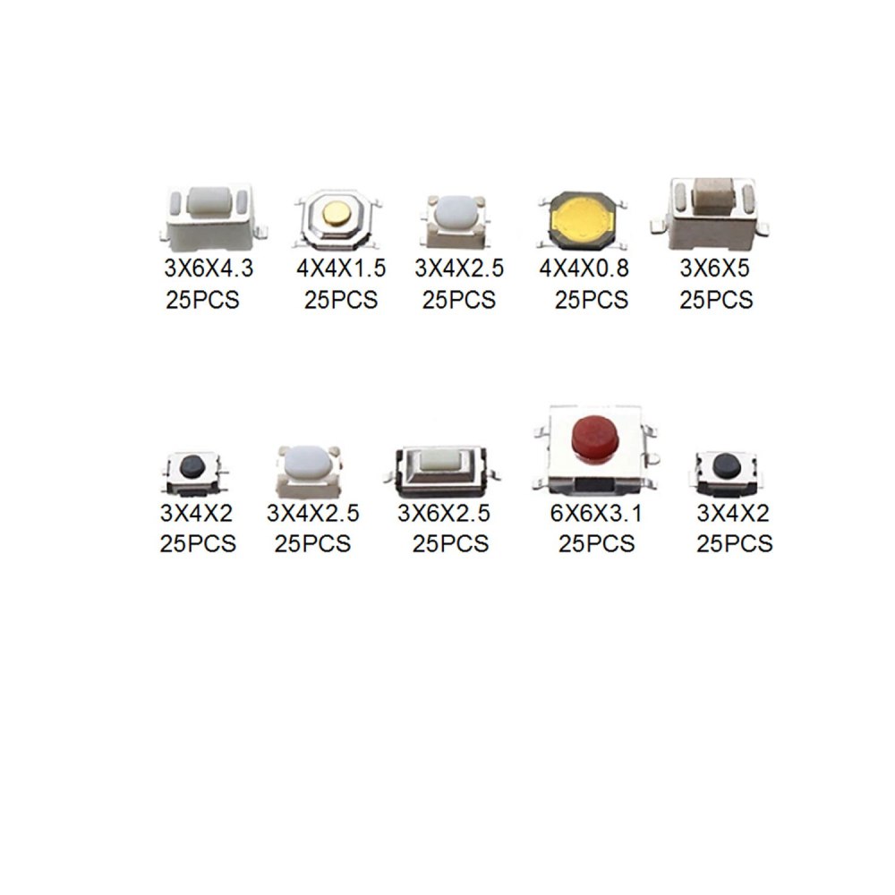 10 kinds of 250 touch small button switches, micro switch 2*4 3*6 4*4 6*6 button switch set box