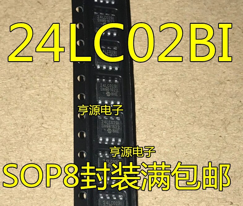 10pieces 24LC02B-I/SN  SOP-8 24LC02BI