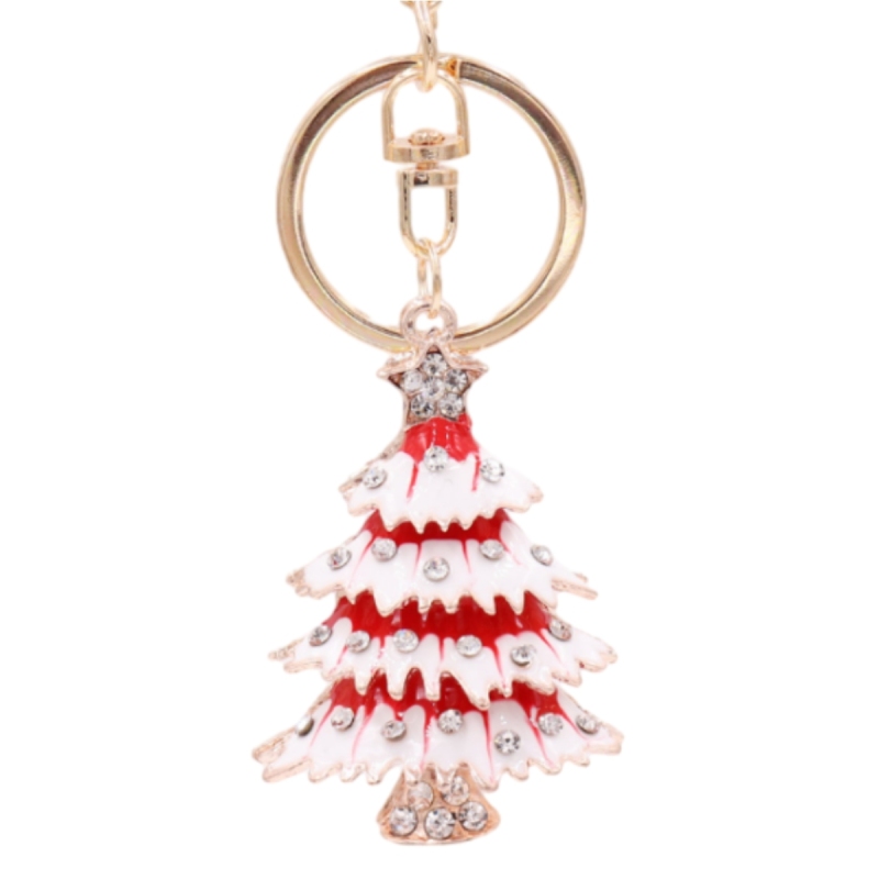 Red Christmas tree key chain