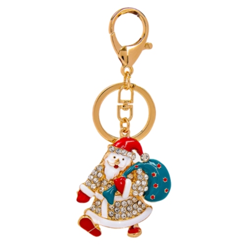 Diamond-encrusted Santa package keychain