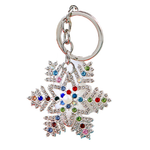 Diamond Christmas snowflake key chain