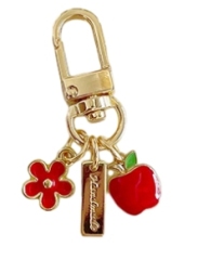 Apple keychain with red flower nameplate