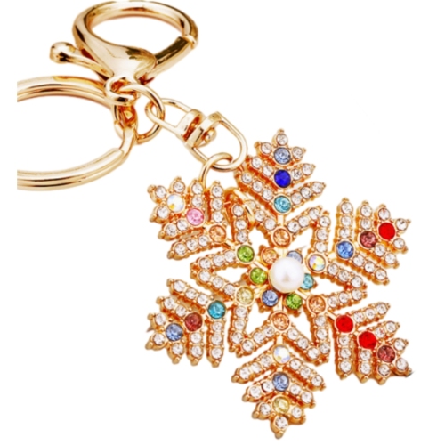 Diamond Christmas snowflake key chain1