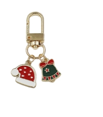 Red Christmas hat Green Christmas bell key chain