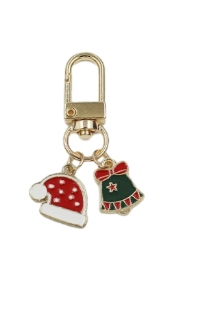 Santa Hat Green Christmas bell key chain