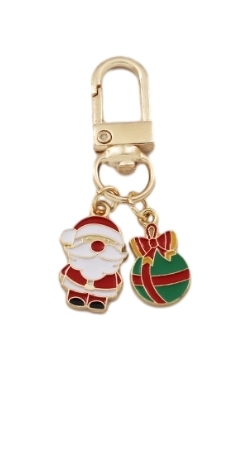 Santa's green Christmas gift key chain1