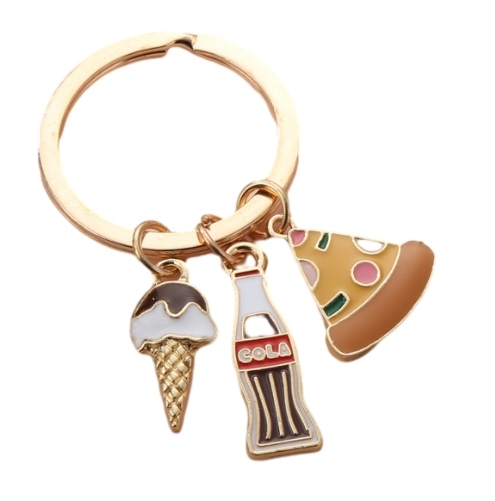 Ice cream Cola pizza keychain