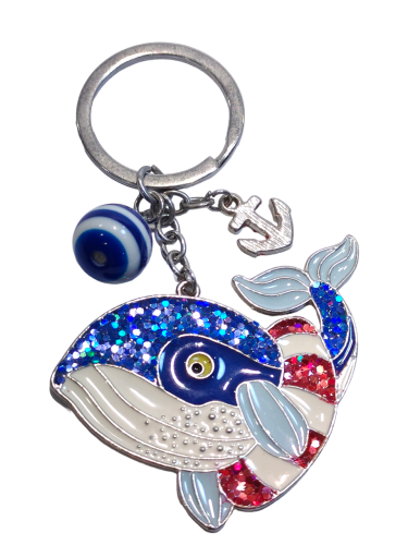 Cartoon Blue Whale Keychain