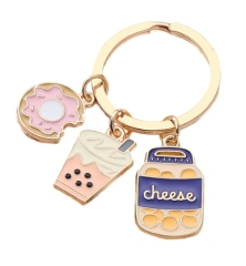 Doughnut milk tea cheese key ring