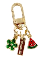 Watermelon key chain with green flower nameplate