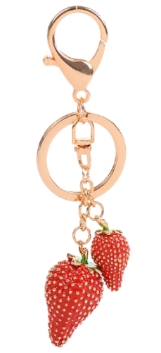 Two strawberry keychains