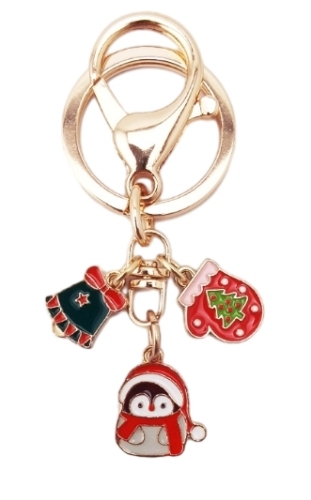 Christmas bell Penguin glove keychain