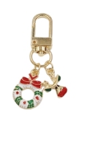 White Christmas circle Christmas elk key chain