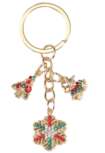 Diamond mushroom small snowflake bell keychain
