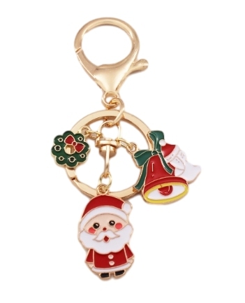 Santa red bell keychain