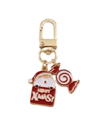 Santa's red Christmas gift key chain