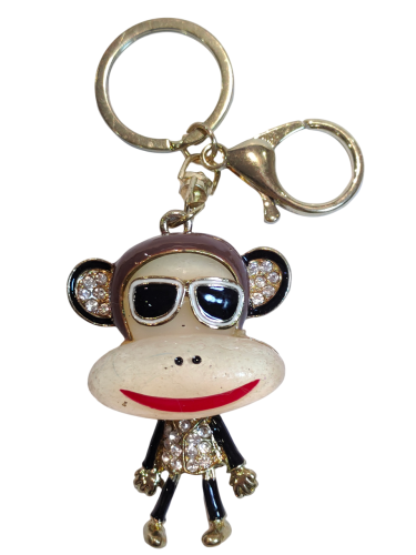 Diamond Encrusted Monkey Keychain