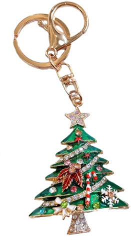 Green Christmas tree key chain