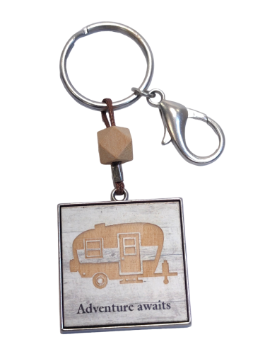 RV Pattern Wood Block Keychain